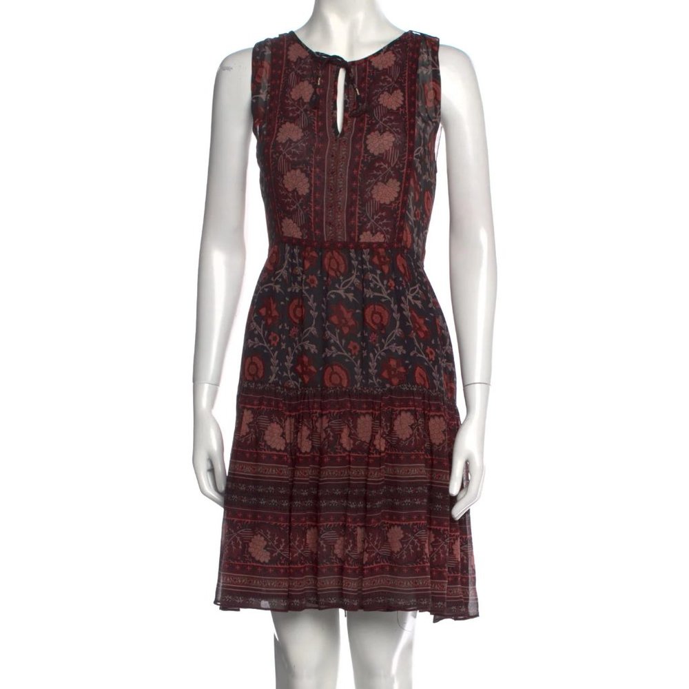 Ulla Johnson XS navy maroon print peasant dress